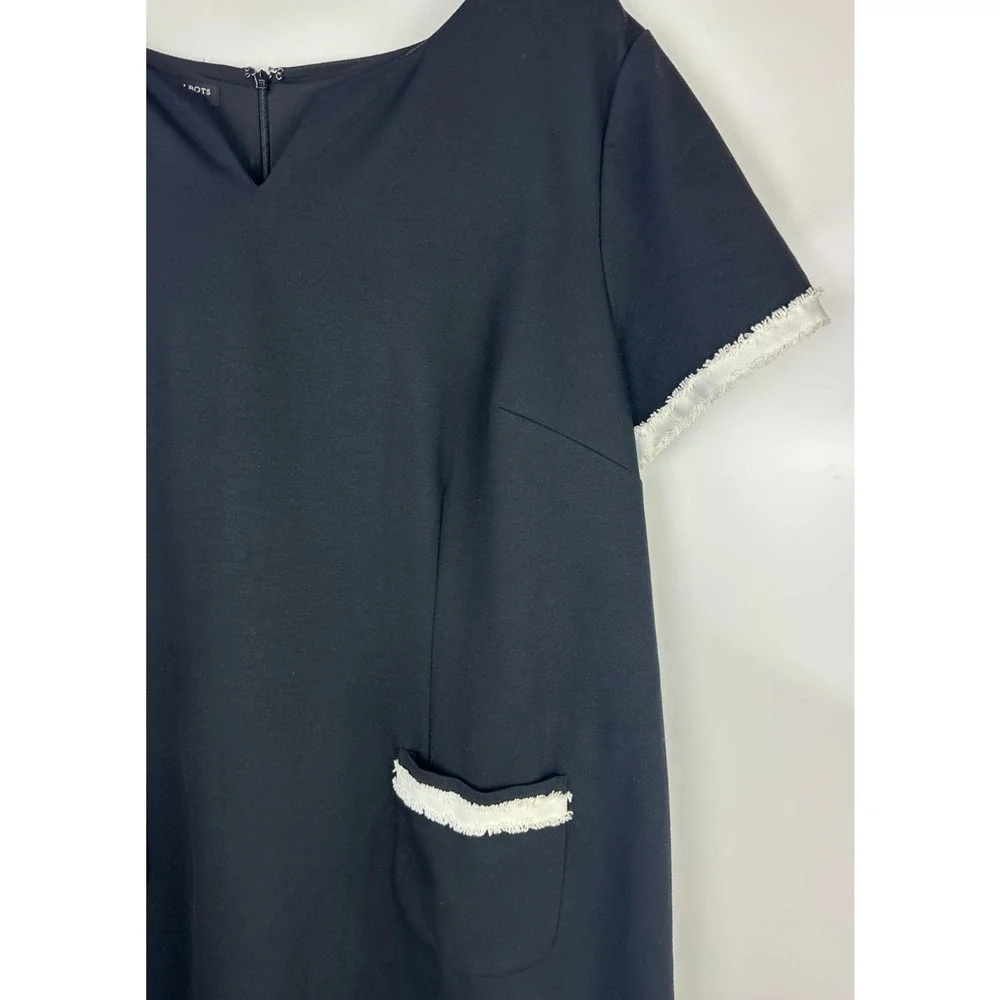 Talbots Ponte Shift Dress Fringe Pockets Black White Stretch Lined Plus Size 22W - Picture 4 of 11